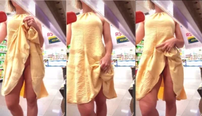 Lara Soft na loja, exibindo a sua beleza