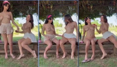 Gabi Saleh e sua amiga se despindo em pleno dia a céu aberto