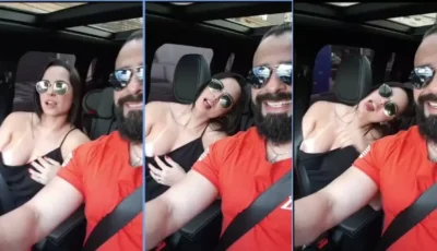 Jessica Minassian exibe os peitos dentro do carro
