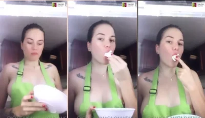 Dá uma olhada na maca tomando um banho de comida!