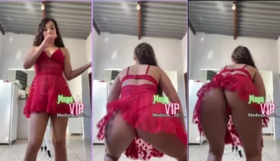 Medusinha em um vídeo caseiro, toda linda de vestido vermelho, arrasando na dança!