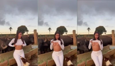 Vídeo provocante da Fernanda Mota Farhat na fazenda exibindo seus peitão
