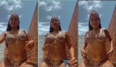 Malee Prado na laje de casa, toda soltinha de biquíni