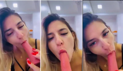 Tati Eliasquevici se jogando na ousadia, brincando com um dildo na boca na malandragem