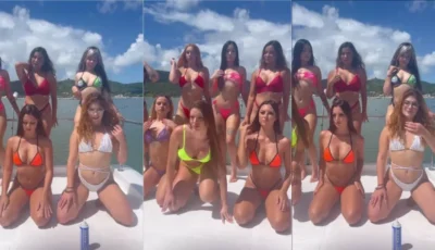 Giovana Greco foi parar na rede enquanto estava de lancha com as amigas