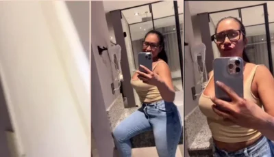 Alessandra Marques se mostrando em um vídeo caseiro de calça