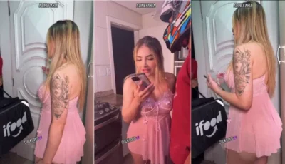Aline Faria, uma delícia, deixando o entregador do iFood no chamego!