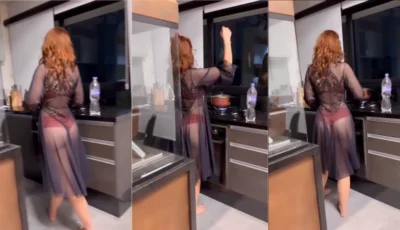 Cibelly Ferreira tá na cozinha com uma calcinha vermelha bem provocante!