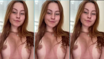 Maria Eduarda, essa ruivinha maravilhosa, exibindo os peitinhos com marquinha de sol